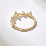 Natural Diamond Crown Stackable Ring: Unique 18K Solid Gold Bridal Ring for Women - Image 7