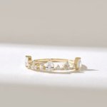 Natural Diamond Crown Stackable Ring: Unique 18K Solid Gold Bridal Ring for Women - Image 2