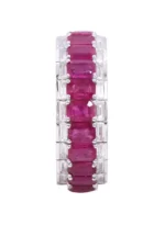 14K Solid Gold 6.85 Carat Ruby and Diamond Eternity Band Ring - Image 2