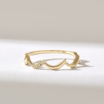 18K Solid Gold Pave Diamond Zigzag Ring - Image 2