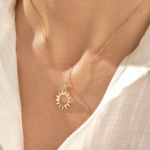 Sun Pendant in 18k Solid Gold | Daint Charm Necklace for Women