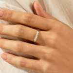 Slanted Marquise Diamond Wedding Ring | Dainty Promise Ring for Women - Image 3