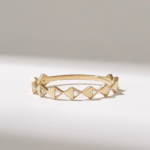 18K Solid Gold Diamond Wedding Ring - Image 2