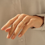 Pave Natural Diamond Arrow Engraved Ring | 14k Solid Gold Wedding Ring for Women