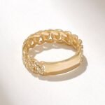 Natural Diamond Bold Cuban Links Wedding Band | 14k Solid Gold Matching Chain Ring - Image 7