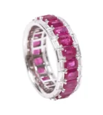 14K Solid Gold 6.85 Carat Ruby and Diamond Eternity Band Ring