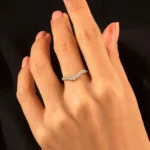 18K Solid Gold Royal Curve Ring | Pave Tiny Real Natural Diamond Ring | Chevron Ring - Image 3