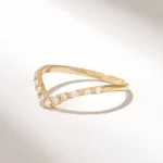 Natural Diamond Deep Curve Ring | Pave Stack Ring for Women | V Shaped Nesting Ring - Image 4