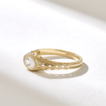 18k Gold Bezel Natural Diamond Ring: Solid Gold Oval Solitaire for Engagement Proposal - Image 4