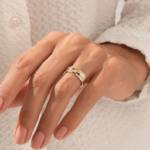 18K Solid Gold Pave Diamond Lines