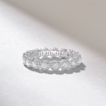 Pave Natural Diamond Eternity Ball Ring | 14k Solid Gold Wedding Band | Stackable Ring - Image 6