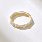 Pave Natural Diamond Triangle Wedding Band: 18K Solid Gold Eternity Ring for Women - Image 7
