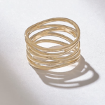 Wavy Rows Gold Ring: 18K Solid Gold Wire Statement Ring for Women - Image 7