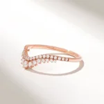 18K Solid Gold Royal Curve Ring | Pave Tiny Real Natural Diamond Ring | Chevron Ring - Image 5