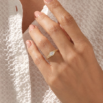 18k Gold Bezel Natural Diamond Ring: Solid Gold Oval Solitaire for Engagement Proposal - Image 3