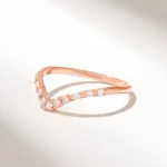 Natural Diamond Deep Curve Ring | Pave Stack Ring for Women | V Shaped Nesting Ring - Image 6