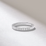 Solid Gold Channel Set Natural Diamond Half Eternity Ring Twisted Rope Detailed Stacking - Image 5