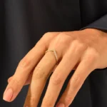 Natural Diamond Deep Curve Ring | Pave Stack Ring for Women | V Shaped Nesting Ring