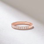 Solid Gold Channel Set Natural Diamond Half Eternity Ring Twisted Rope Detailed Stacking - Image 4