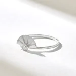 Solo Moissanite Diamond Sunshine Ring | Half Sunset Ring  | Dainty Sunburst Ring Women - Image 5