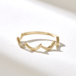 18K Solid Gold Pave Diamond Zigzag Ring - Image 6