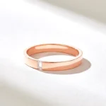 Natural Diamond Comfort Flat Engraved Ring | 14k Gold Baguette Minimalist Ring - Image 5