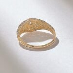 Round Natural Diamond Solo Dome Ring | Low Dome Signet Ring | Pave Statement Ring - Image 7