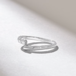 18K Solid Gold Pave Bypass Wedding Ring - Image 4