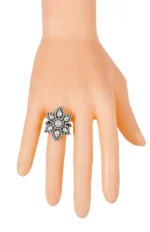 18K Solid Gold Art Deco and Cocktail Style Ring Handmade For Women - Image 5