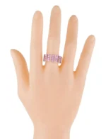 14K Solid Gold 2.91 Carat | Vintage Half Eternity Pink Sapphire Ring - Image 5
