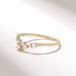 14K Solid Gold Cluster Stacking Ring for Women - Image 4