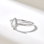 Pear Moissanite Diamond Tiara Ring |Bezel Moissanite Diamond Solitaire Ring Women - Image 5