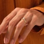 Natural Diamond Crown Stacking Ring: 14k Solid Gold Curved Wedding Ring for Women