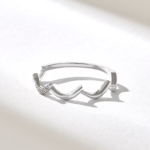 18K Solid Gold Pave Diamond Zigzag Ring - Image 4