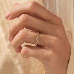 18K Solid Gold Pave Diamond Zigzag Ring - Image 3