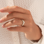 Natural Diamond Wishbone Ring | 18k Gold Curved Wedding Band | Solid V-Shaped Band - Image 3