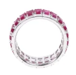 14K Solid Gold 6.85 Carat Ruby and Diamond Eternity Band Ring - Image 3