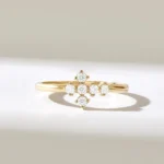 18K Solid Gold Pave Diamond Cross Ring - Image 2