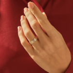 ScatteredSquares Gold Wedding Ring | Wide Geometric Ring Women - Image 3