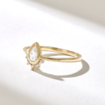 Pear Moissanite Diamond Tiara Ring |Bezel Moissanite Diamond Solitaire Ring Women - Image 4