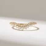 18K Solid Gold Royal Curve Ring | Pave Tiny Real Natural Diamond Ring | Chevron Ring - Image 2