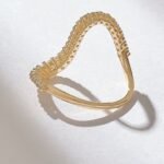 18K Solid Gold Pave Diamond Wavy Statement Ring - Image 6