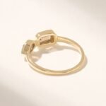 18K Solid Gold Smoky Gray Toi et Moi Ring - Image 7