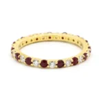 18K Solid Gold Ruby and Diamond Eternity Band - Image 2