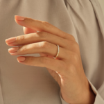 Pave Natural Diamond Arrow Engraved Ring | 14k Solid Gold Wedding Ring for Women - Image 3