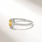 14K Solid Gold Diamond Oval Citrine Ring - Image 6