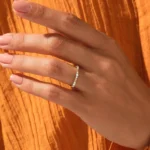 Round Alternating Natural Diamond Ring | 1.30MM Slim Marriage Ring | Tiny Natural Diamond Ring