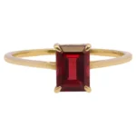 18K Solid Gold Natural Red Garnet Ring
