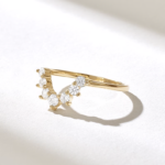 Pave Natural Diamond Nesting Ring, Curved 18K Solid Gold Wedding Band with VS-SI Natural Diamonds - Image 4