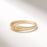 Tiny Star Signet Ring | 18K Solid Gold Pinky Ring | Pave Star Celestial Ring - Image 4